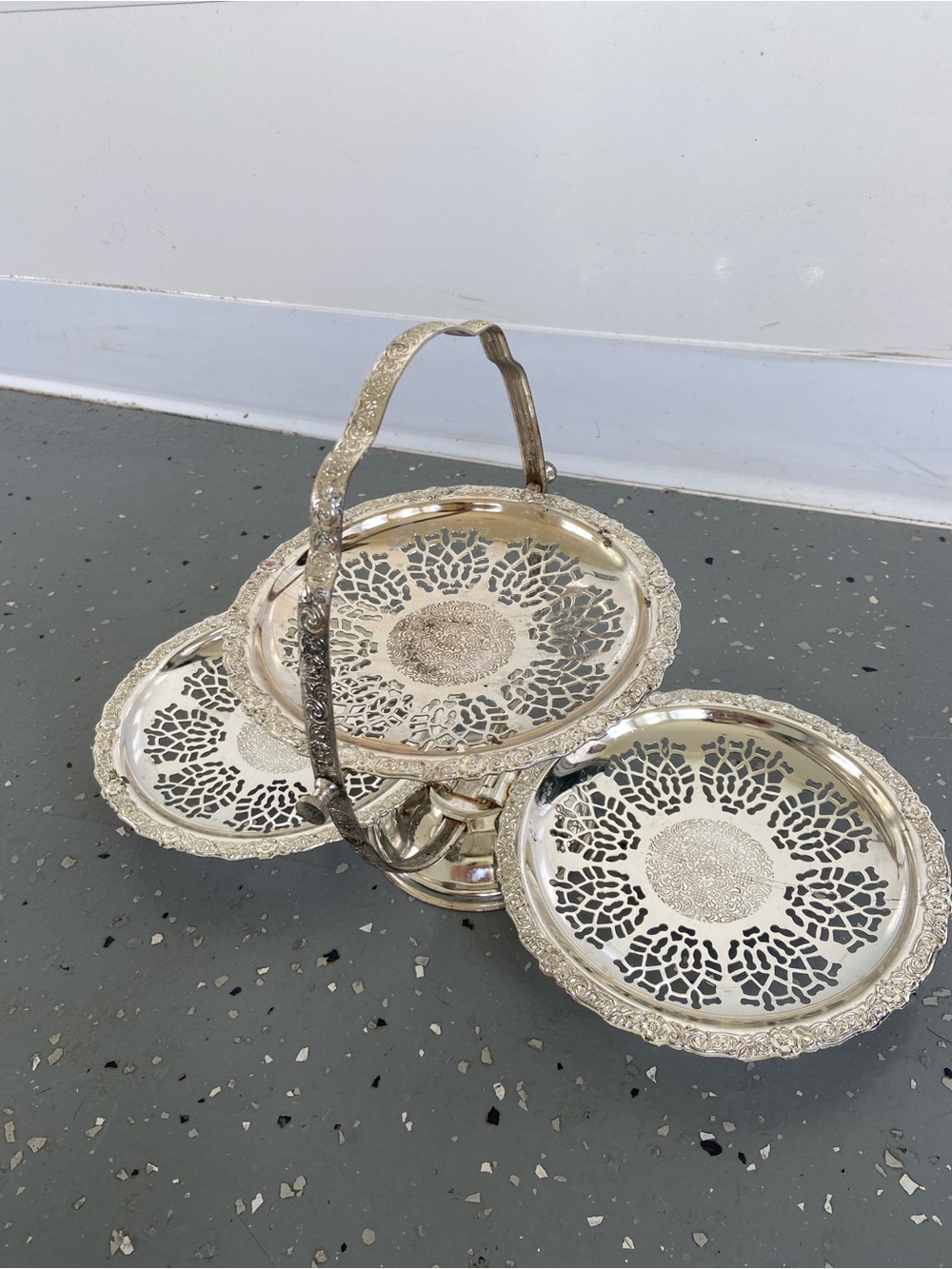 Three-Tier Silver Plated Serving Stand - Picture 3 of 9